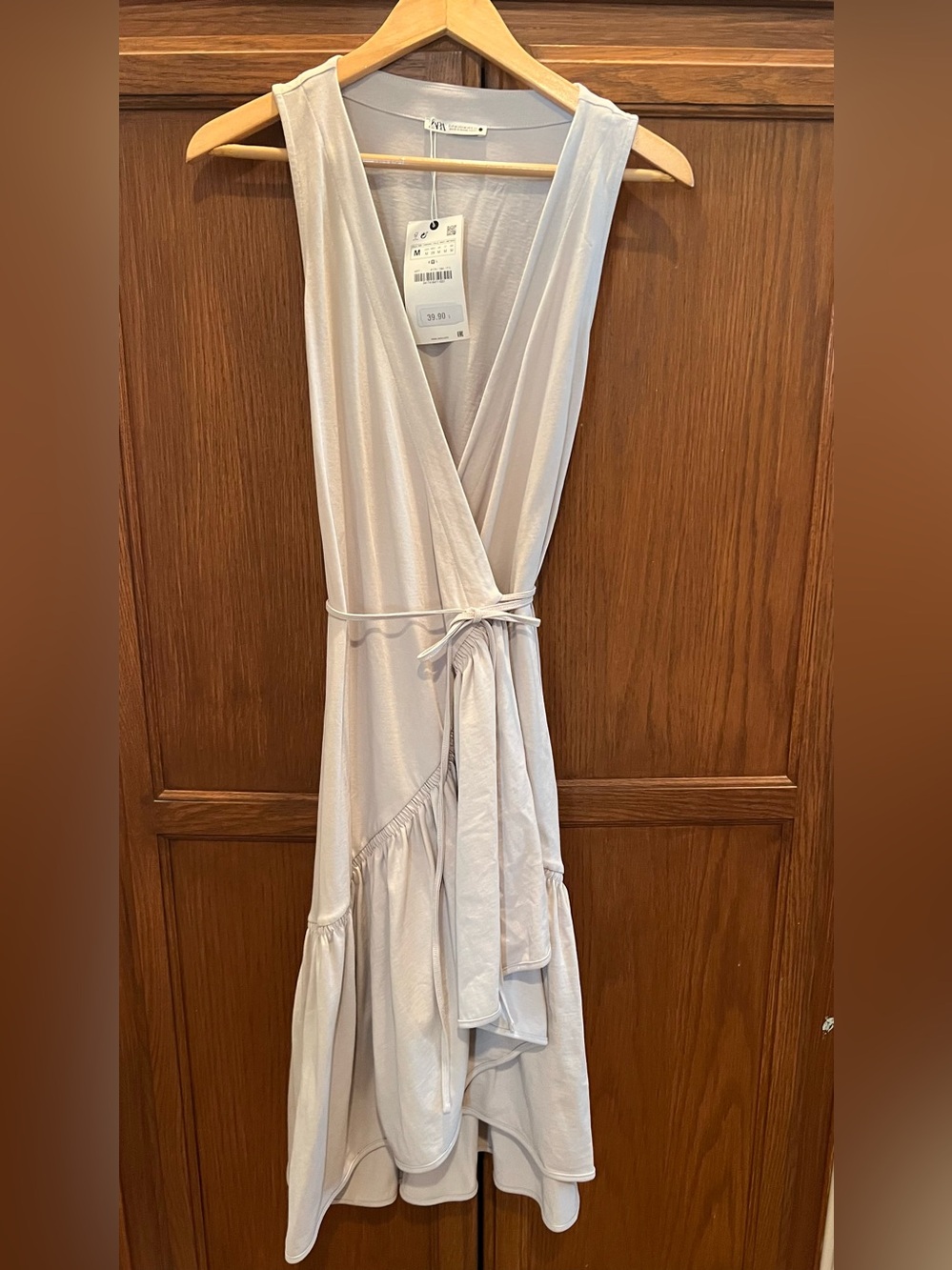 Zara Cream Wrap Maxi Dress with Tie Waist